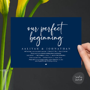Invitation Notre début parfait, fête de mariage en amoureux