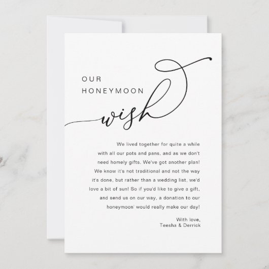 Invitation Notre désir de lune de miel, mariage invite (Devant)