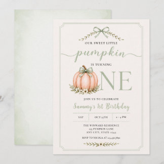 Invitation Notre Douce Petite Citrouille Premier Anniversaire
