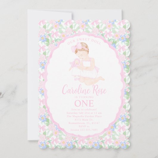 Invitation Notre Douce Poupée Prépa Grandmillennial Floral (Devant)