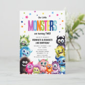 Invitation Notre fête d'anniversaire conjointe des petits mon (Debout devant)