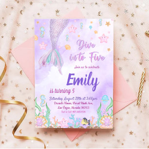 Invitation Notre Fête D'Anniversaire De Sirène Sous La Fête D