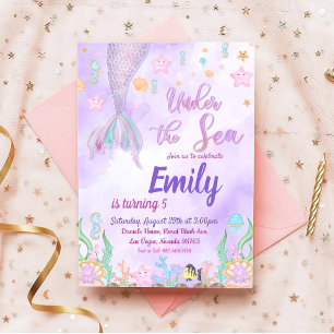 Invitation Notre Fête D'Anniversaire De Sirène Sous La Fête D