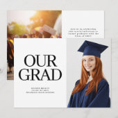 Invitation NOTRE GRAD Typographie 2 photo Graduate (Devant / Derrière)