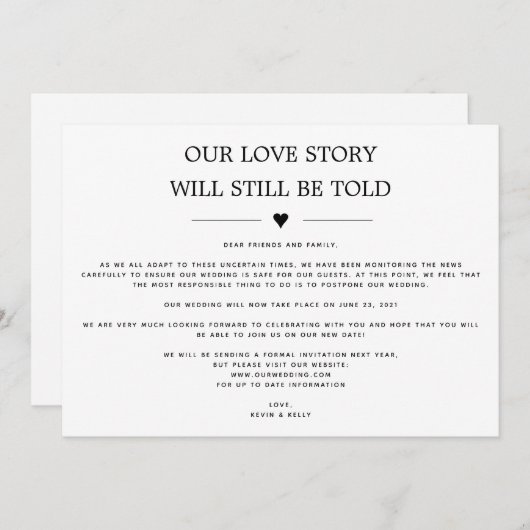 Invitation Notre histoire d'amour sera toujours racontée Chan (Devant / Derrière)