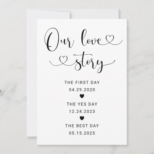 Invitation Notre histoire d'amour Signe Mariage de script du  (Devant)