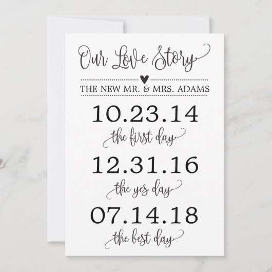 Invitation Notre histoire d'amour timeline décoration de mari (Devant)