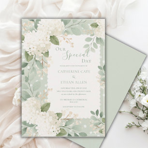 Invitation Notre Jour Spécial Mariage Blanc Hydrangeas Vintag