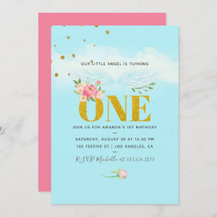 Invitation Notre Little Angel 1er anniversaire Baby Girl Part