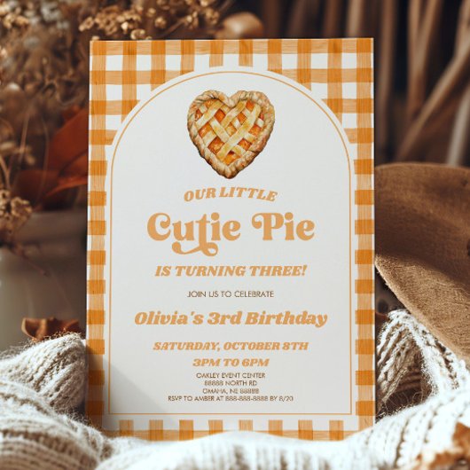 Invitation Notre Little Cutie Pie Retro Anniversaire