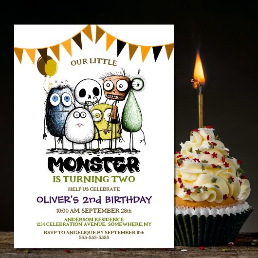 Invitation Notre Little Monster 2e fête d'anniversaire