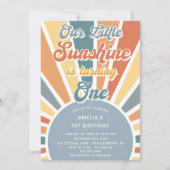 Invitation Notre Little Sunshine 1er Anniversaire Rainbow Par (Devant)