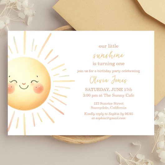 Invitation Notre Little Sunshine Cute Anniversaire de enfant