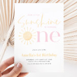 Invitation Notre Little Sunshine Girl's 1st Birthday Party<br><div class="desc">Notre Petit Soleil - Jolie fille rose et jaune 1er anniversaire invitation. Le thème parfait pour votre petit garçon ou petite fille fête de premier anniversaire. La couleur de police rose peut être changée pour convenir à un garçon ou à une palette de couleur neutre.</div>