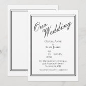 Invitation Notre Mariage Blanc Noir Moderne Mariage élégant (Devant / Derrière)