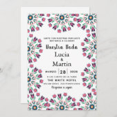Invitation Notre mariage espagnol floral coloré (Devant / Derrière)