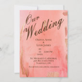 Invitation Notre Mariage Gold Peach Brown Mariage élégant (Devant)