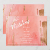 Invitation Notre Mariage Gold Peach Moderne Mariage élégant (Devant / Derrière)