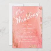 Invitation Notre Mariage Gold Peach Moderne Mariage élégant (Devant)