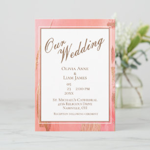 Invitation Notre Mariage Gold Peach Moderne Mariage élégant