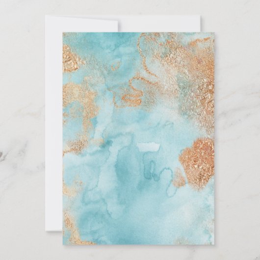 Invitation Notre Mariage Gold Turquoise Abstrait Mariage (Dos)