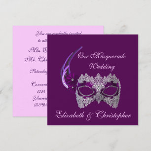 Invitation "Notre mariage masqué" - Masque royal pourpre [b]