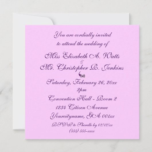 Invitation "Notre Mariage masqué" - Masque royal violet [b] (Dos)