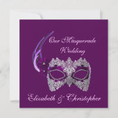 Invitation "Notre mariage masqué" - Masque Violet Royal [b] (Devant)