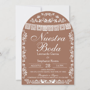 Invitation Notre Mariage Papier Décoré Arche de Mariage Espag
