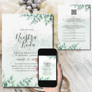 Invitation NOTRE MARIAGE RSVP MENU DÉTAILS QRCode