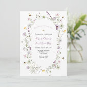 Invitation Notre Miel Abeille Violet Fleur sauvage Anniversai (Debout devant)
