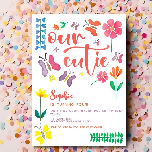 Invitation Notre mignonne est... fête anniversaire de enfant