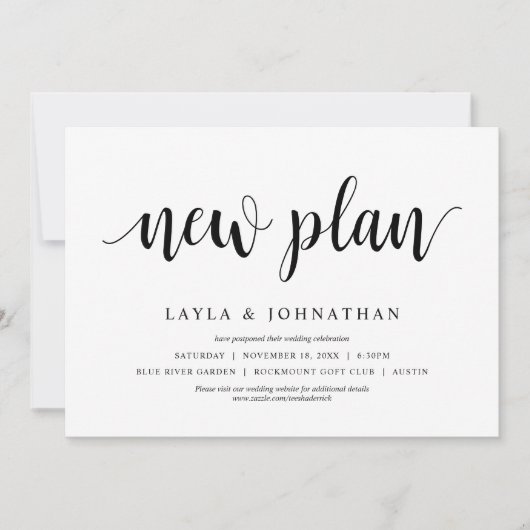 Invitation Notre nouveau plan de mariage Changer la date (Devant)
