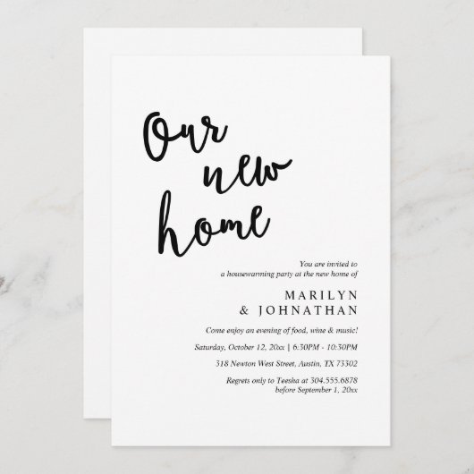 Invitation Notre nouvelle maison, Fête de la Ménage Rustique (Devant / Derrière)