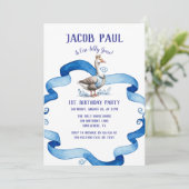 Invitation Notre Oie Silencieuse Tourne Un Garçon Anniversair (Debout devant)