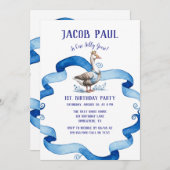 Invitation Notre Oie Silencieuse Tourne Un Garçon Anniversair (Devant / Derrière)