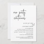 Invitation Notre Parti Continue, Dîner Mariage Elopement Invi (Devant)
