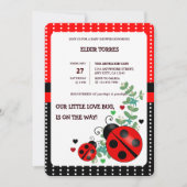 Invitation Notre petit amour Bug rouge Baby shower noir (Devant)