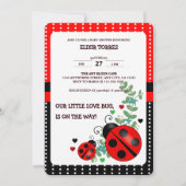 Invitation Notre petit amour Bug rouge Baby shower noir (Devant)