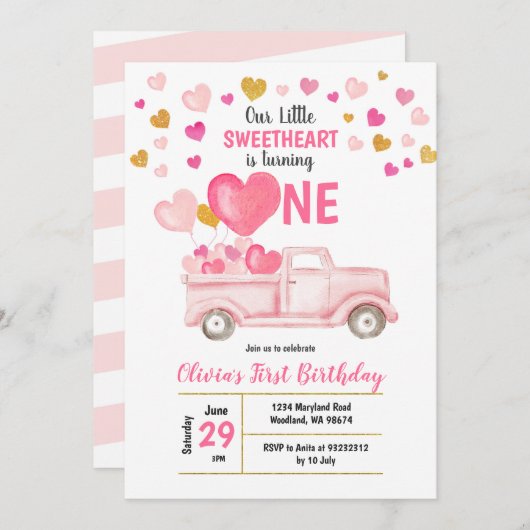 Invitation Notre petit amour Saint Valentin Anniversaire (Devant / Derrière)