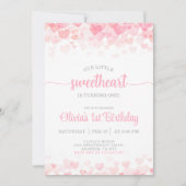 Invitation Notre petit amour Valentin premier anniversaire (Devant)