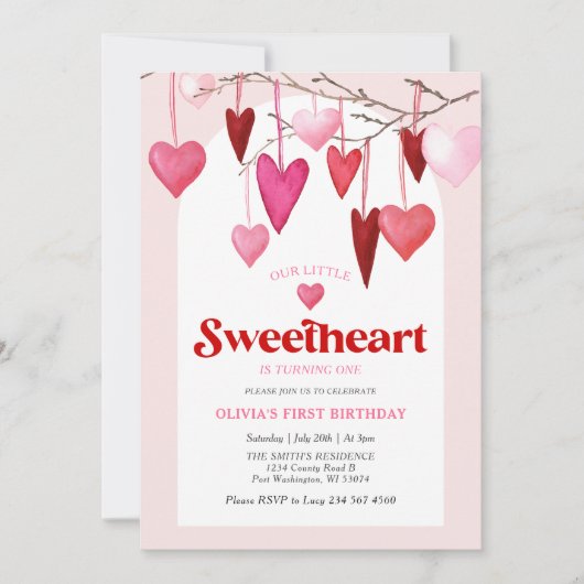 Invitation Notre petit amour Valentine 1er anniversaire fête (Devant)