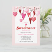 Invitation Notre petit amour Valentine 1er anniversaire fête (Debout devant)