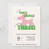Invitation Notre petit animal de ballon de fête 3e anniversai (Devant)