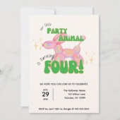Invitation Notre petit animal de ballon de fête 4 Anniversair (Devant)