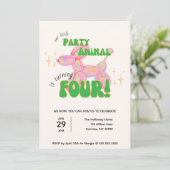 Invitation Notre petit animal de ballon de fête 4 Anniversair (Debout devant)