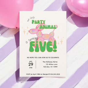 Invitation Notre petit animal de ballon de fête 5e anniversai