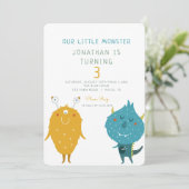 Invitation Notre petit Anniversaire coloré Monster (Debout devant)