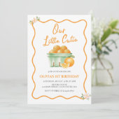 Invitation Notre petit anniversaire orange (Debout devant)