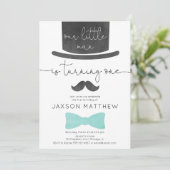 Invitation Notre petit aqua bleu turquoise 1er anniversaire (Debout devant)